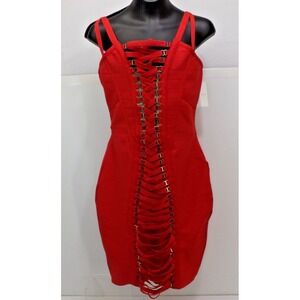 Cleo Red strap weave bandage stretch Dress - size S